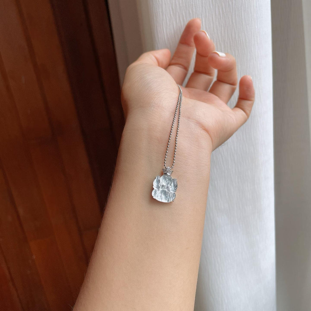 18k金镶玻璃种翡翠天使（yc248548）