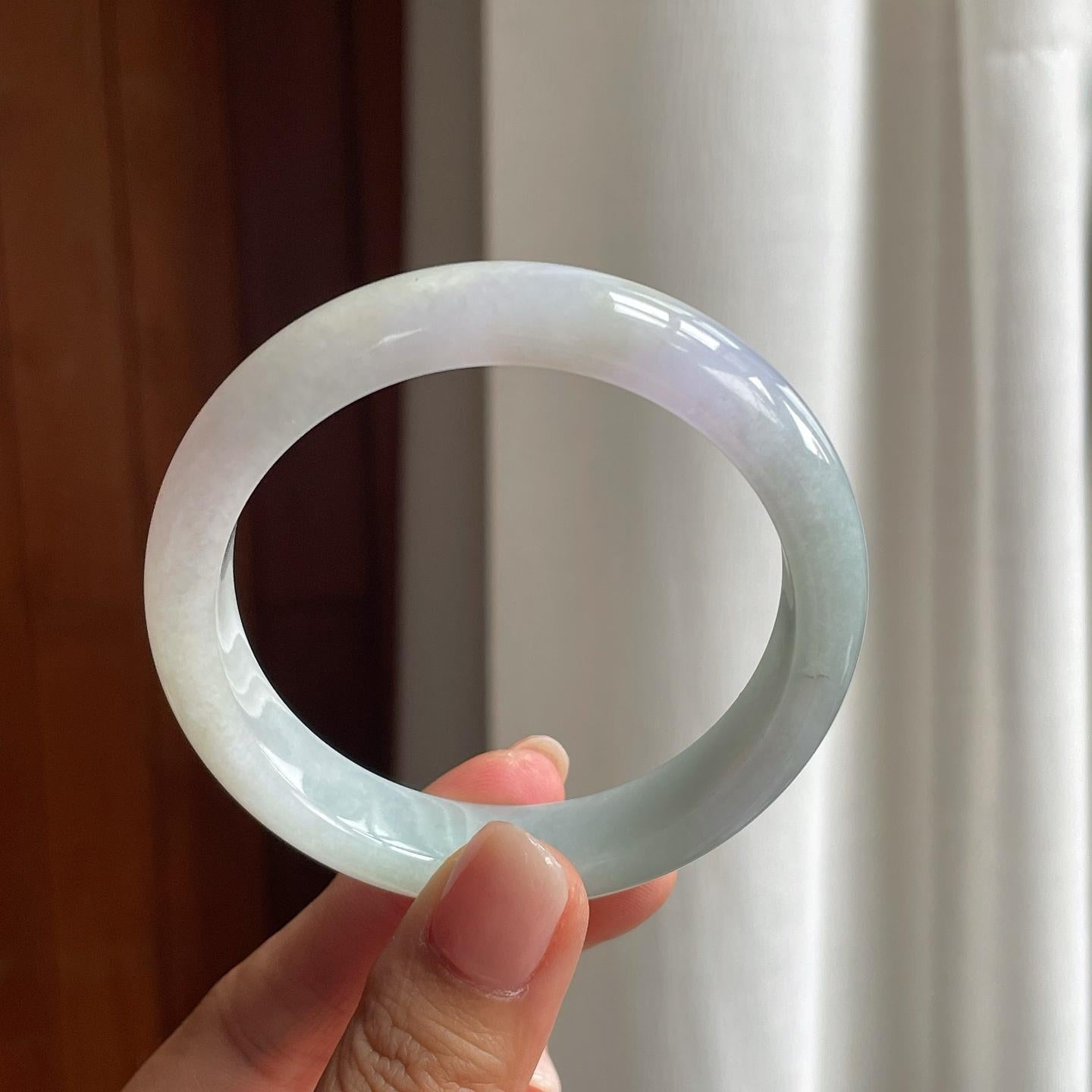 糯冰淡春彩翡翠平安镯（56.5mm）（yc377383）