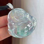 18k金扣冰种飘花翡翠佛公（yc248542）