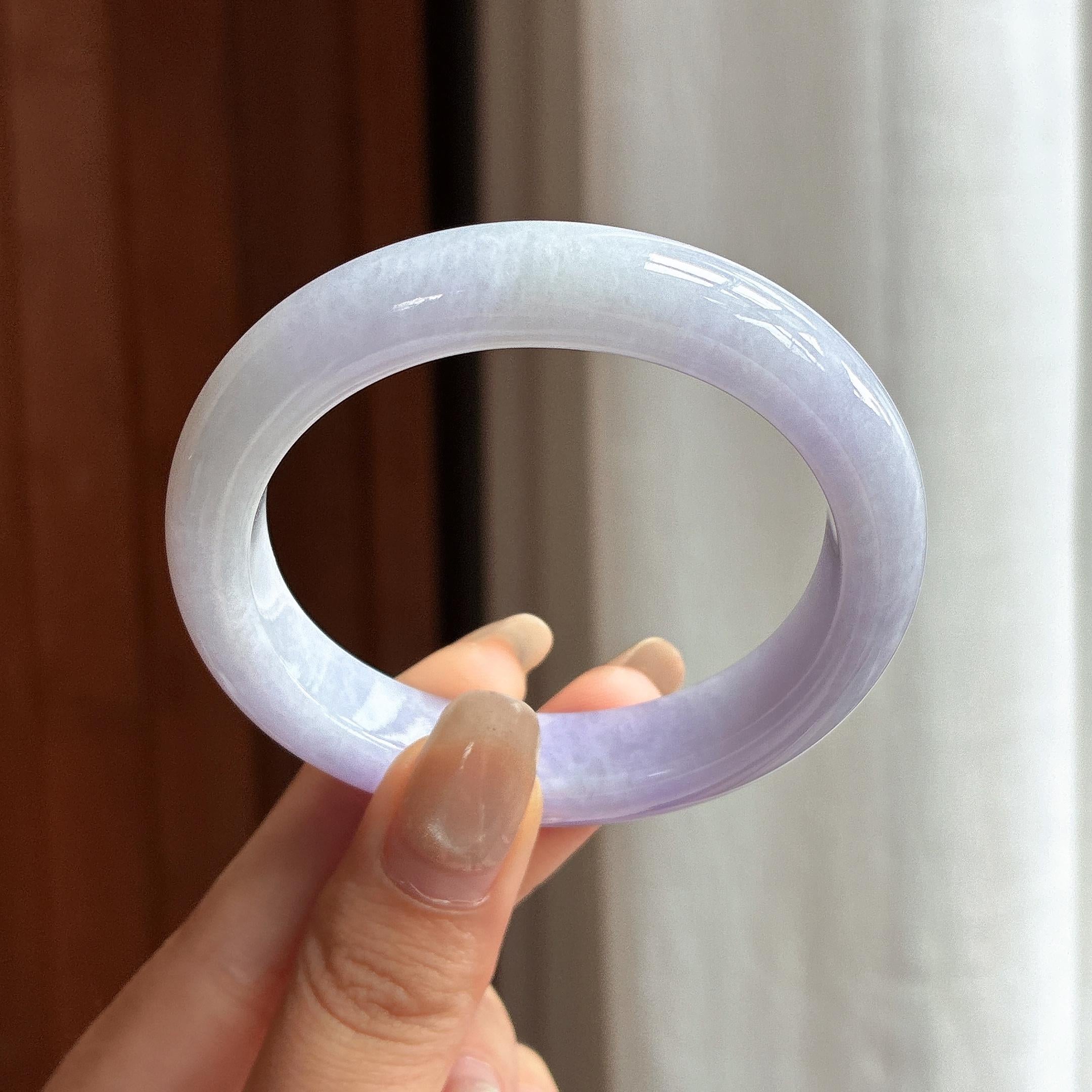 细糯种紫罗兰贵妃镯 52圈 天然缅甸A货翡翠（yc460607）
