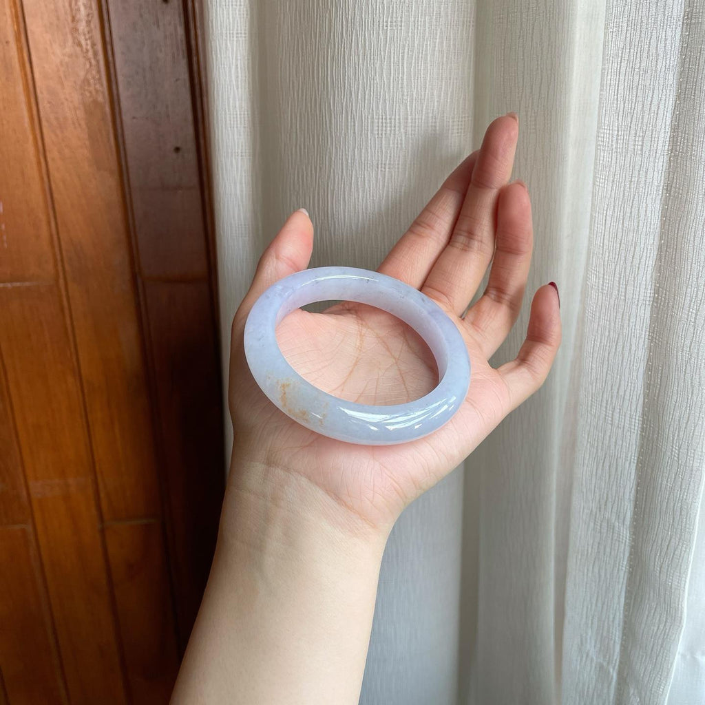 糯冰紫底带黄翡翡翠平安镯（58.2mm）（yc302426）