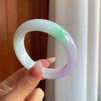 糯冰春带彩翡翠平安镯（57.5mm）（yc310368）