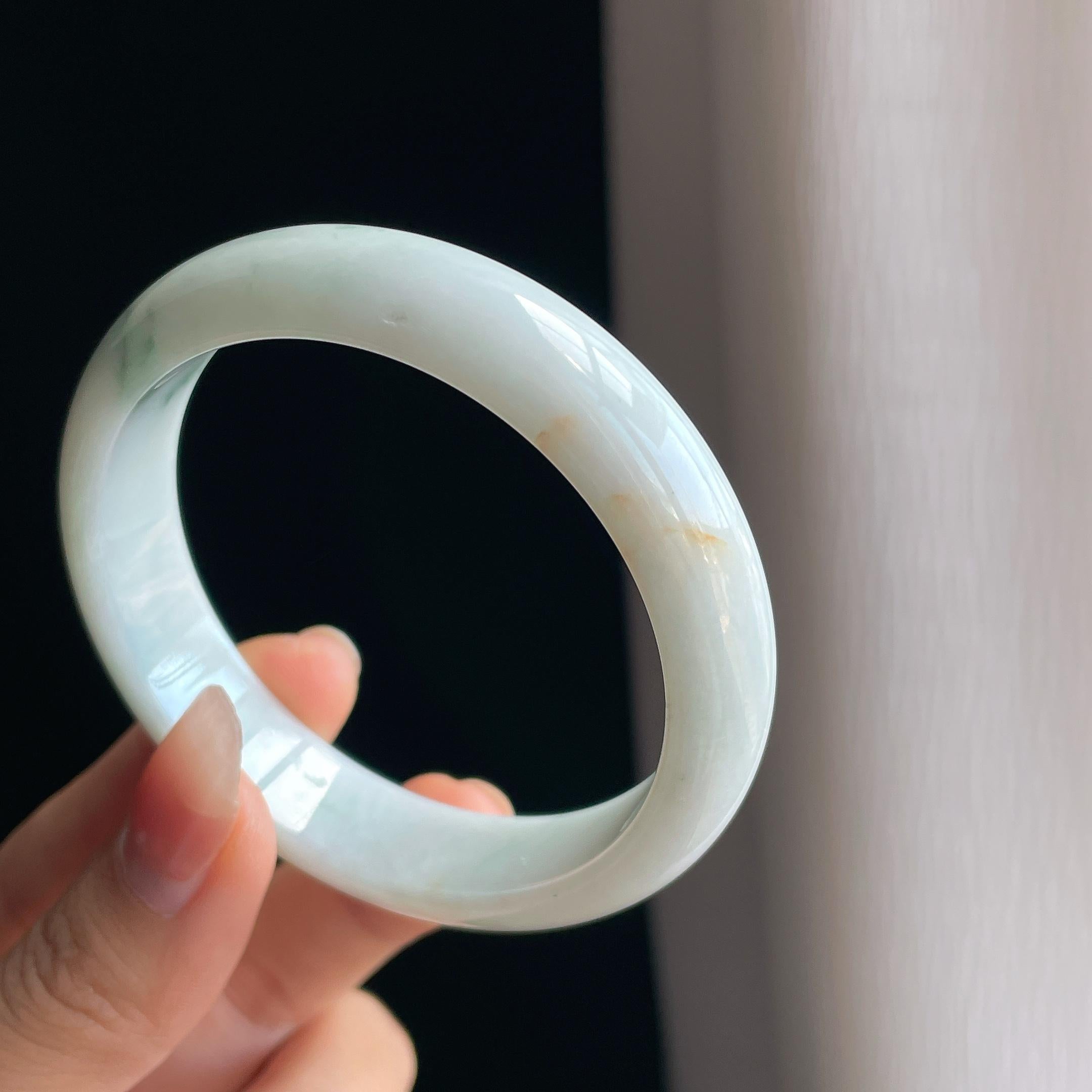 糯冰飘花翡翠平安镯（57mm)（yc334673）