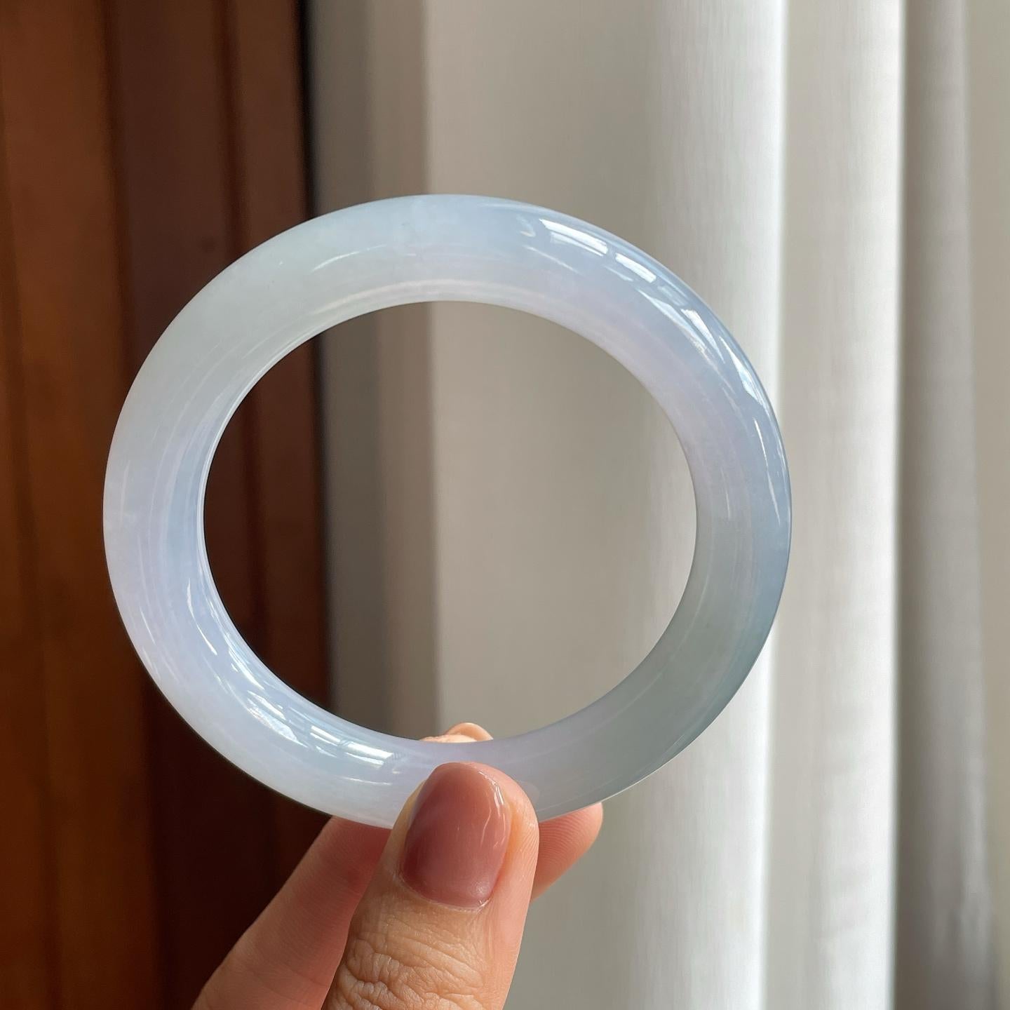 冰种淡紫底翡翠圆条手镯（56.5mm）（yc277389）