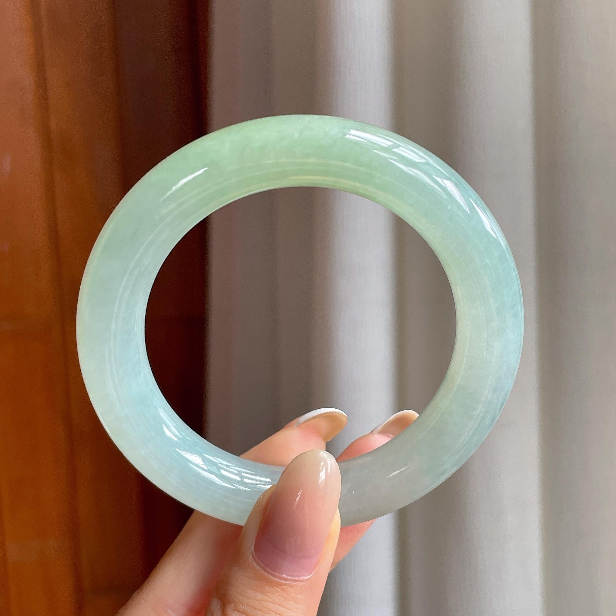 糯冰黄翡翡翠圆条手镯（53mm)（yc414705）