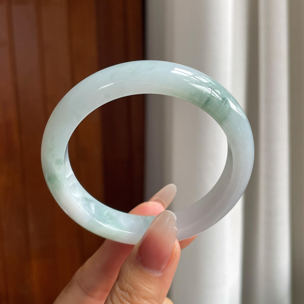冰种飘花翡翠平安镯（57.5mm）（yc303132）