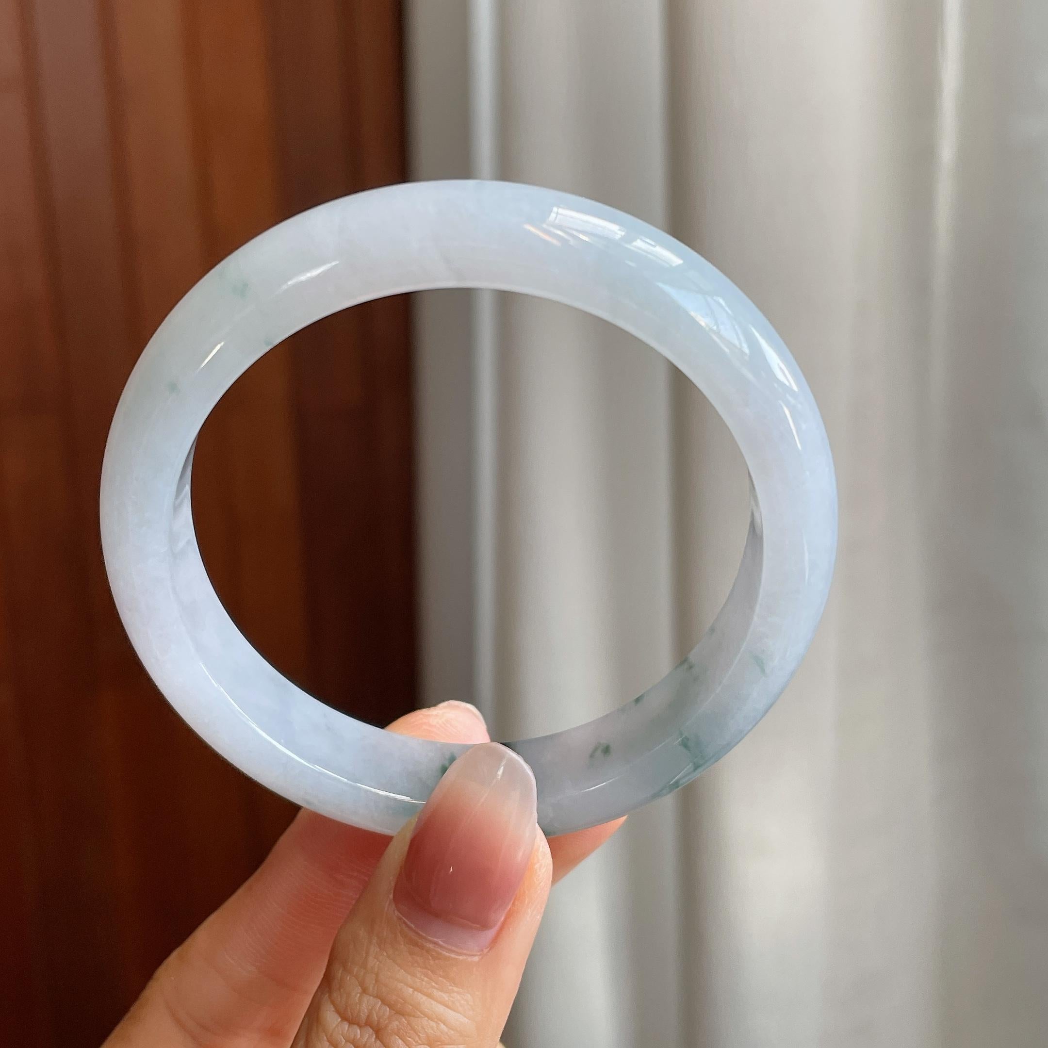 糯冰飘花翡翠平安镯（57mm)（yc316584）