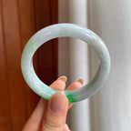 糯冰带色翡翠平安镯（53mm)（yc373873）