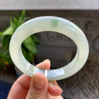 细糯种飘绿花正圈平安镯53.5圈口 天然缅甸A货翡翠（yc334203）