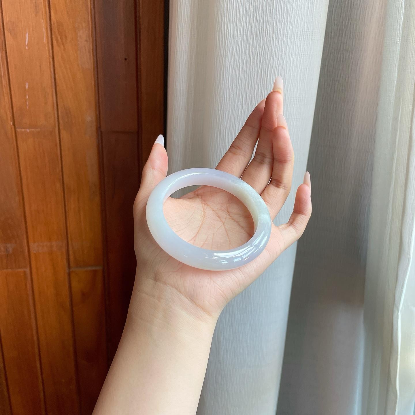 糯冰白月光翡翠平安镯（60.5mm）（yc283256）
