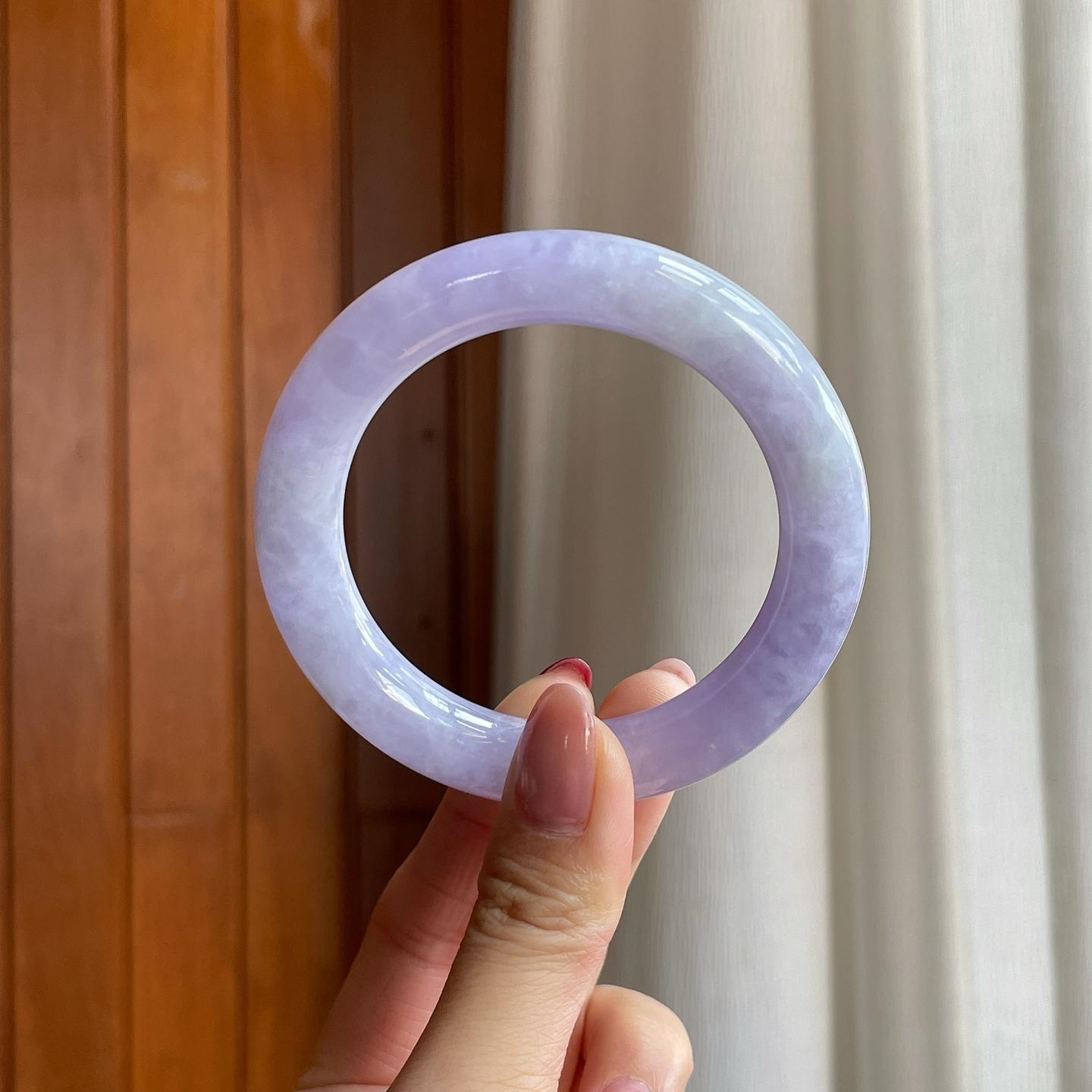 糯冰紫罗兰翡翠圆条手镯（54.6mm）（yc302434）