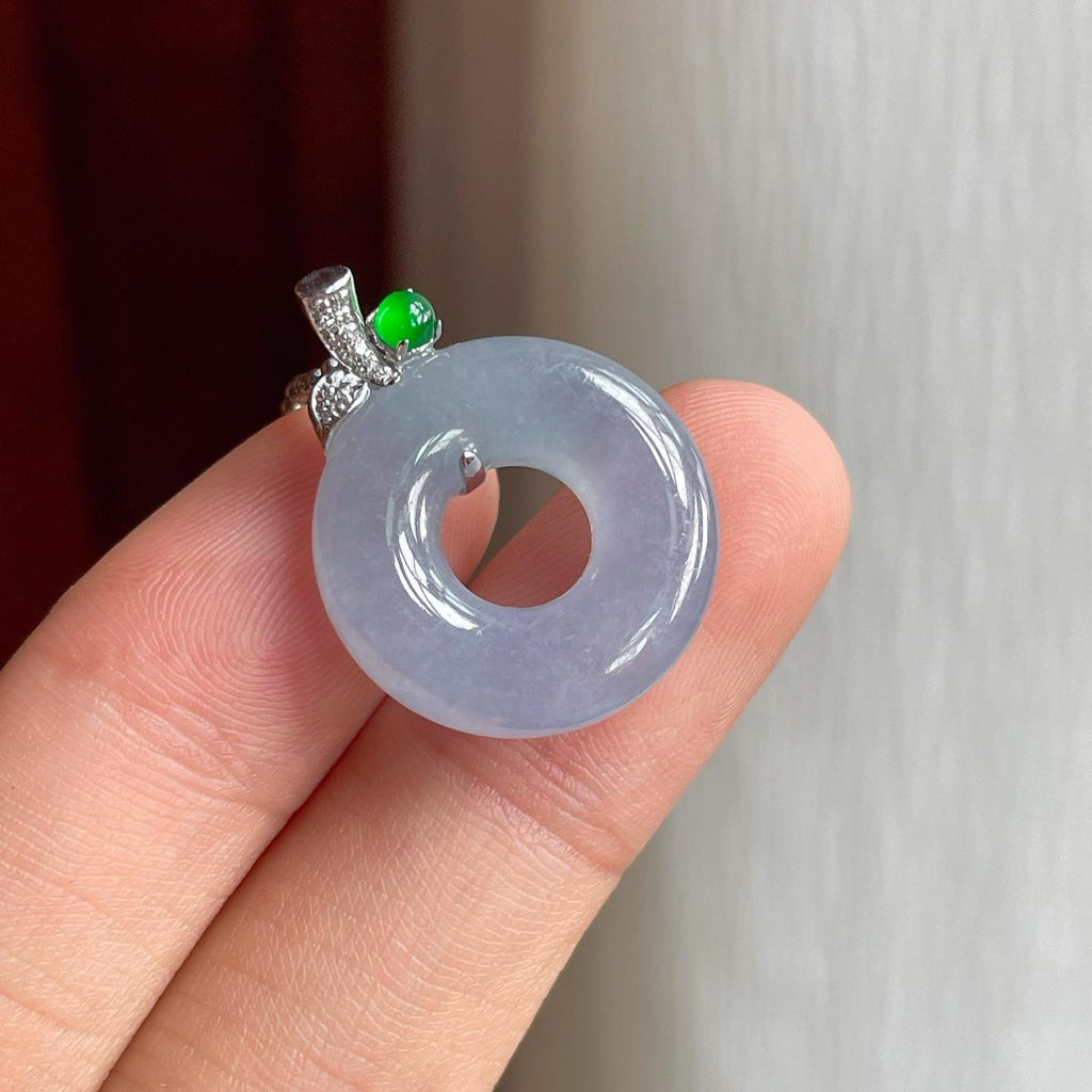 18k金扣冰种紫罗兰翡翠甜甜圈（yc248547）