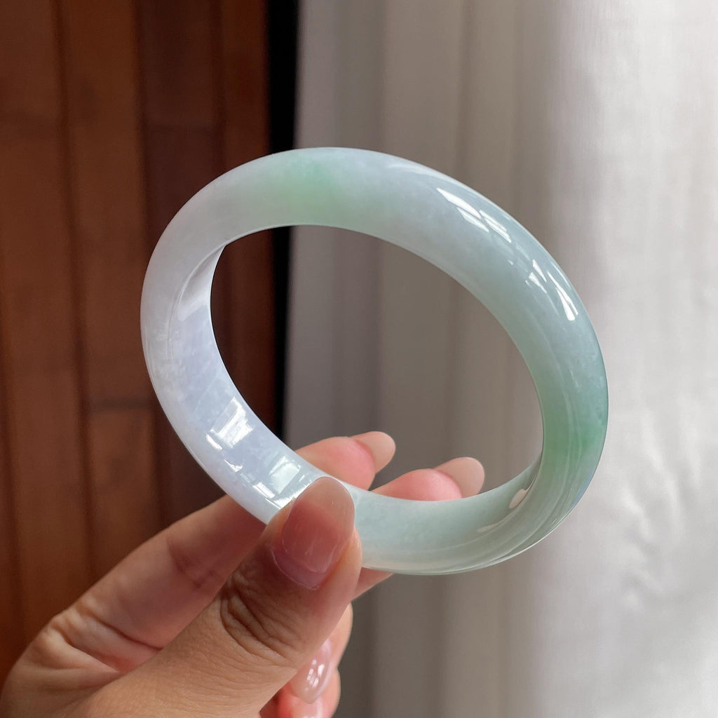 细糯冰淡春彩正圈平安镯 55圈 天然缅甸A货翡翠（yc693798）