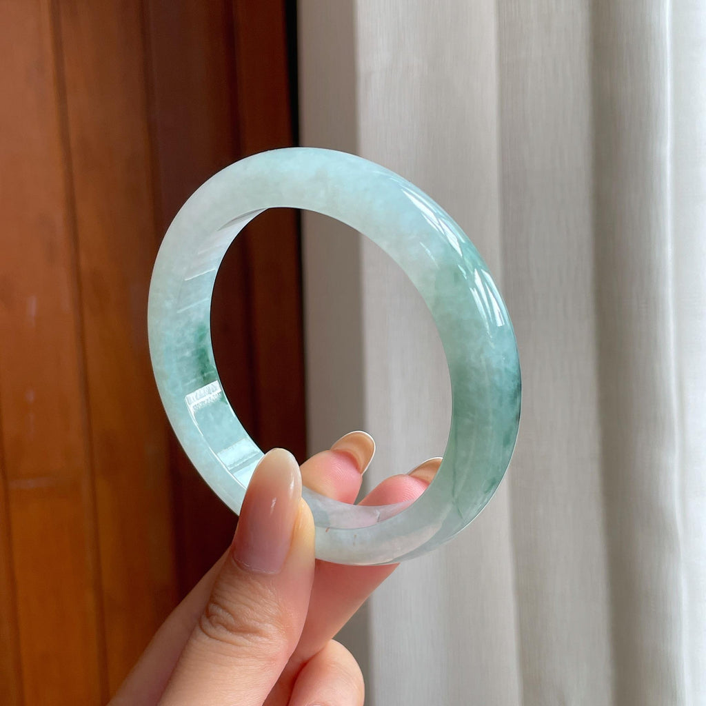 糯冰飘花翡翠平安镯（58mm)（yc414495）