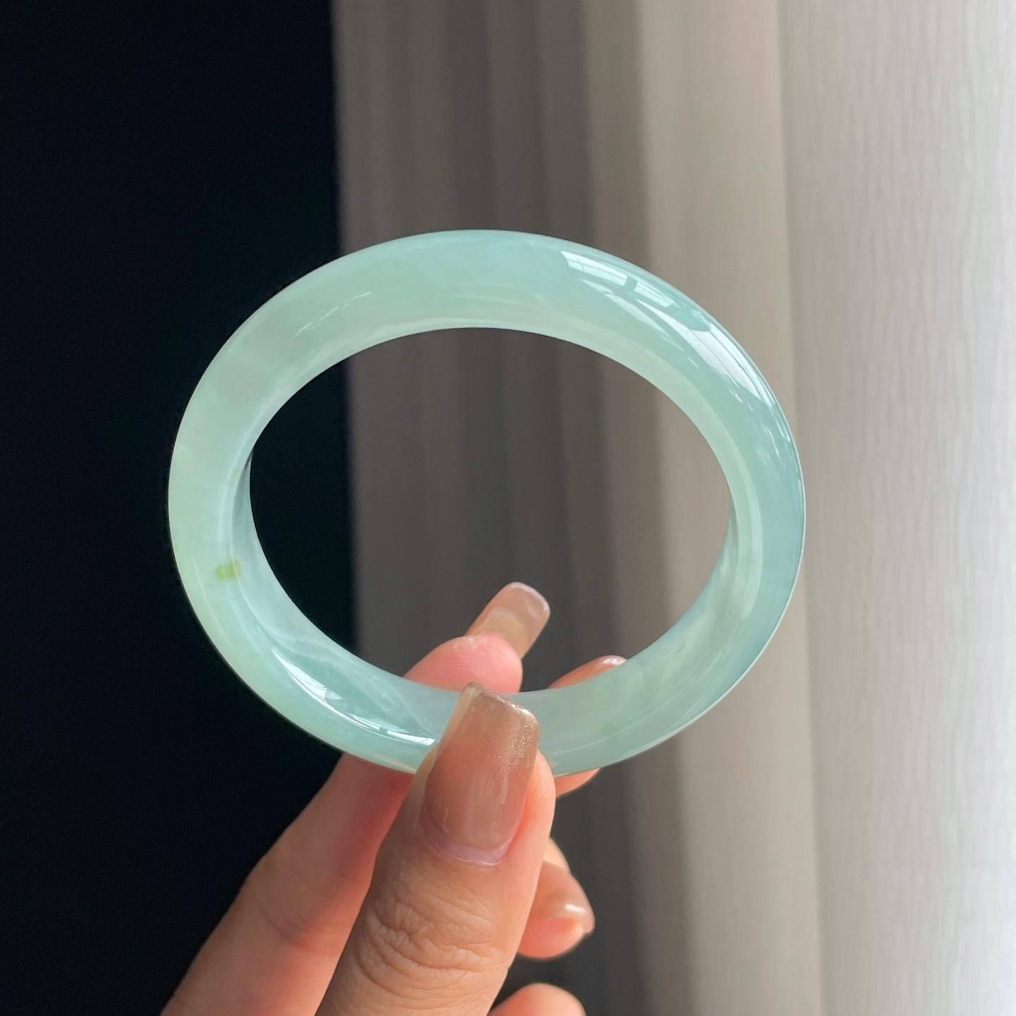 冰种晴底翡翠平安镯（56mm）（yc374779）