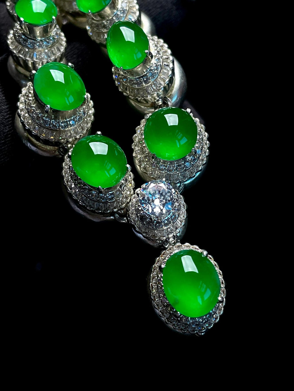 铜托冰种满绿翡翠套链（yc268246）