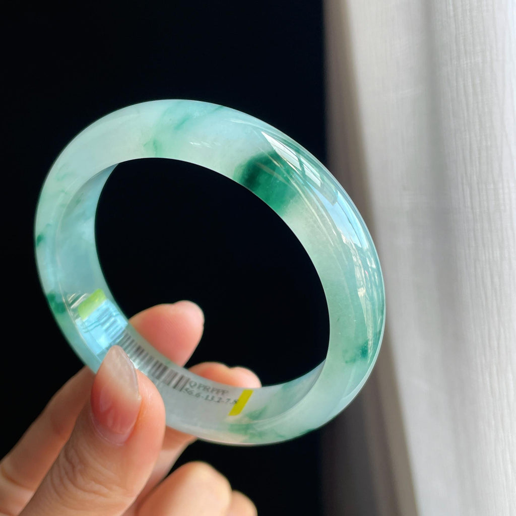 冰种飘花翡翠平安镯（56.5mm)（yc323144）
