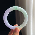 糯冰春带彩翡翠圆条手镯（55.2mm)（yc348941）