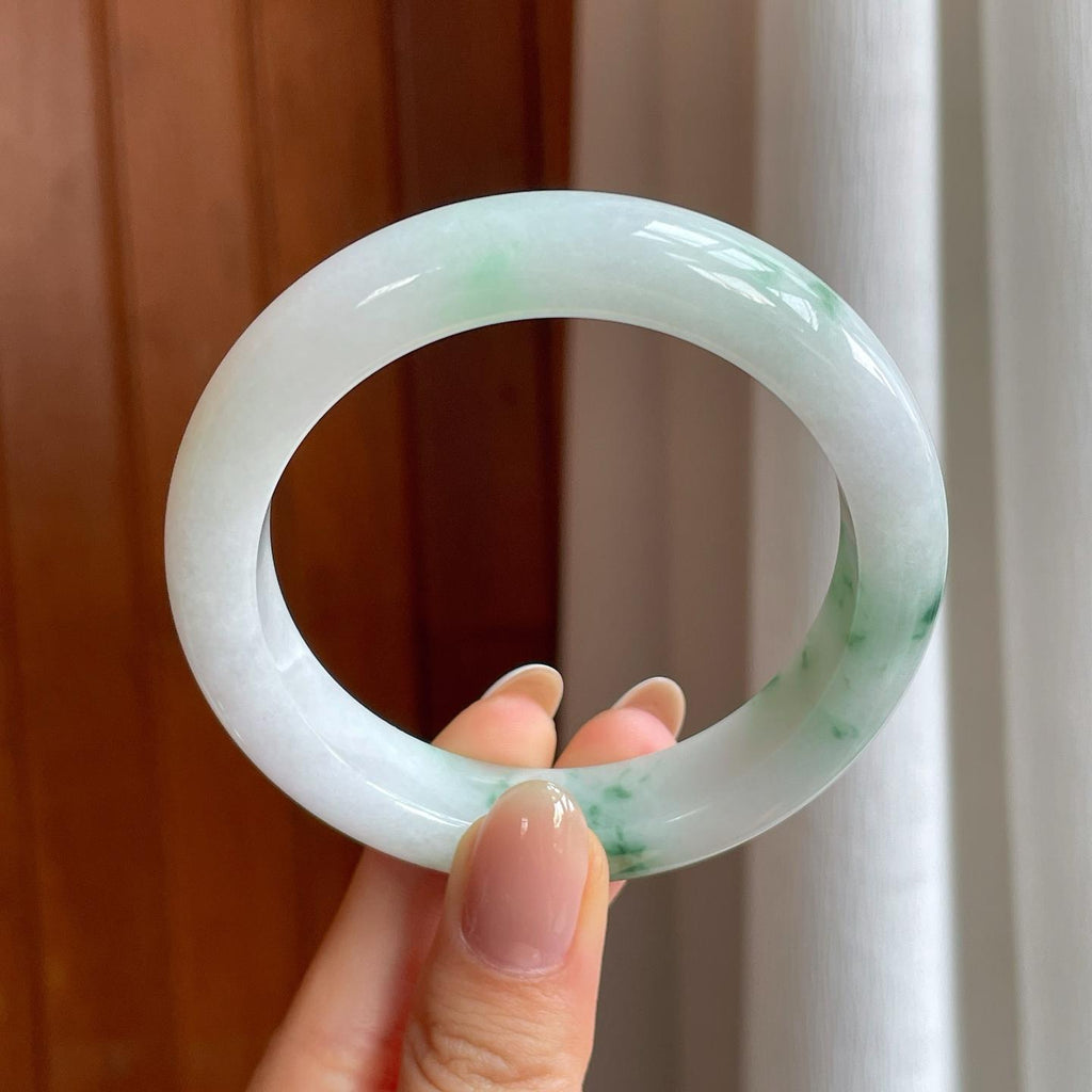 糯冰飘花翡翠平安镯（55.5mm)（yc373930）