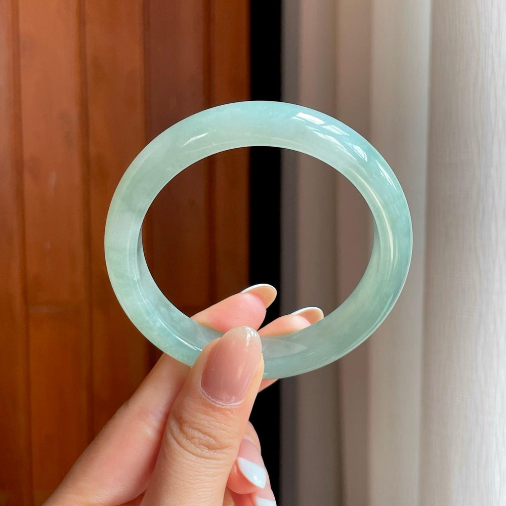 冰种晴绿底翡翠平安镯（54.2mm）（yc369219）