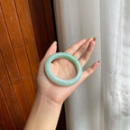 糯冰种晴底带色翡翠平安镯（55mm）（yc216817）
