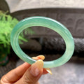 糯冰种油青色圆条手镯55.2圈 天然缅甸A货翡翠（yc481903）