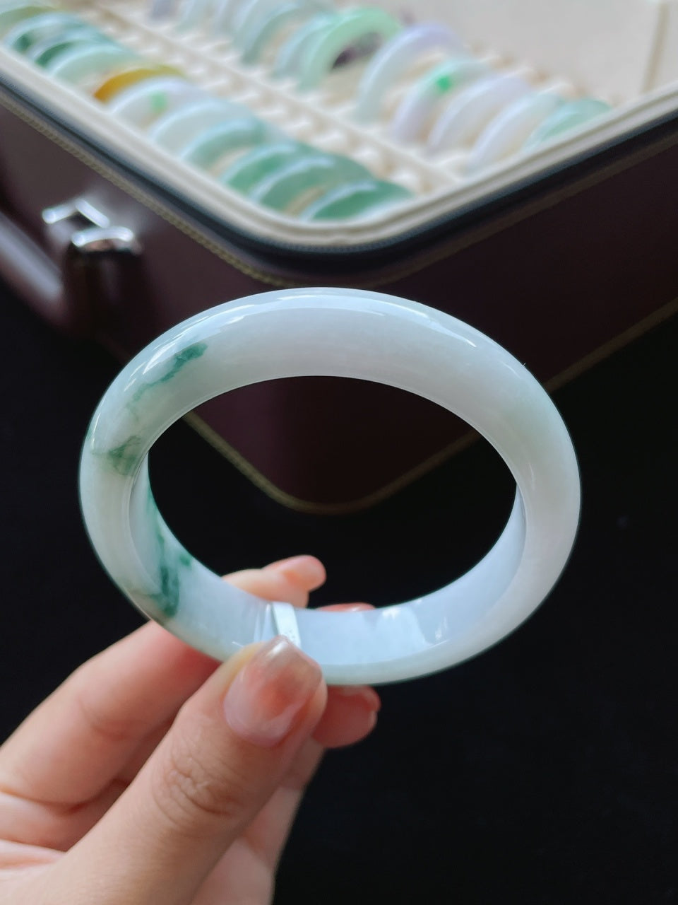 细糯种飘花手镯翡翠手镯（55.7mm）（yc016653）