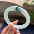 细糯种飘蓝花正圈平安镯  56.3圈口  天然缅甸A货翡翠（yc436246）