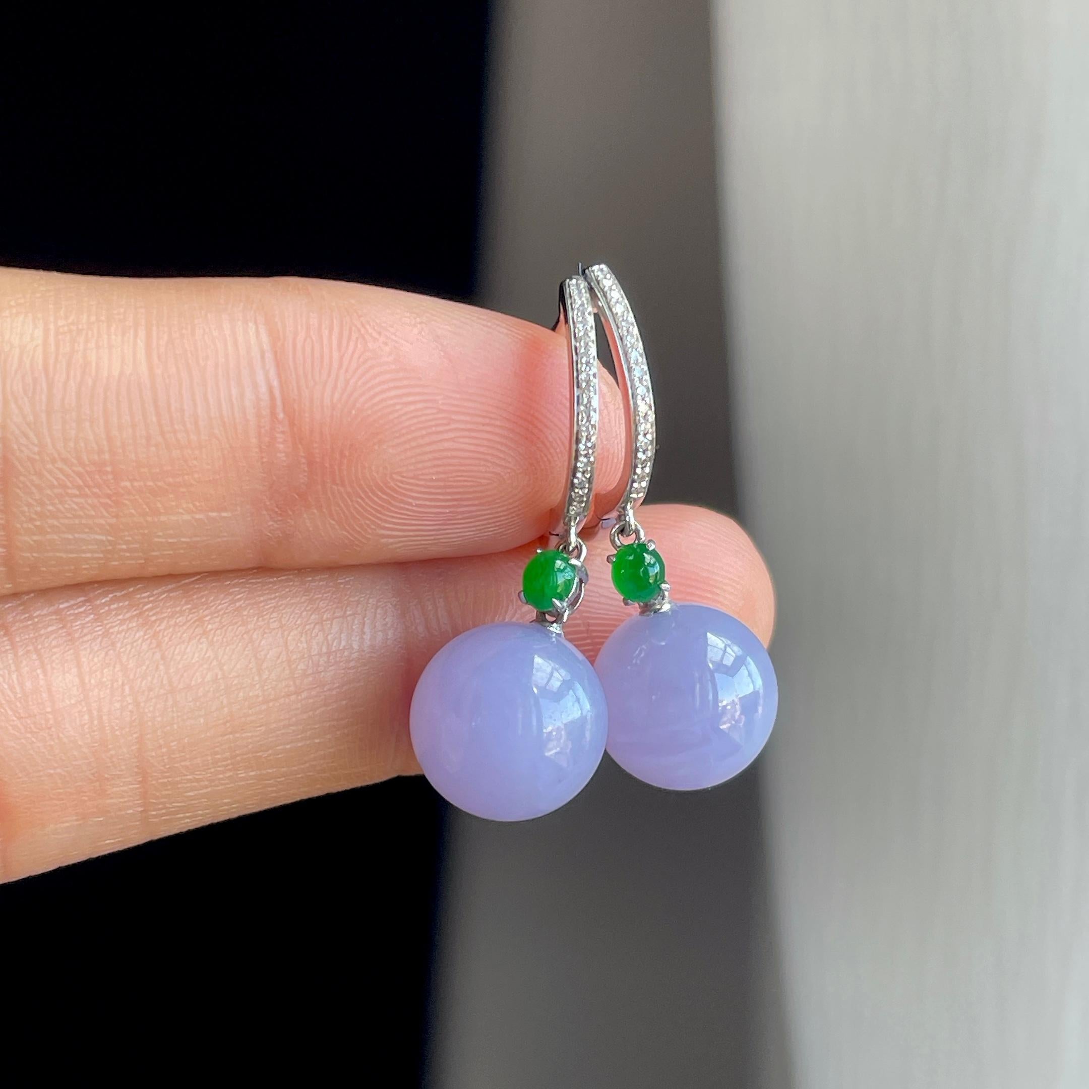 18k 金钻镶糯冰紫罗兰翡翠耳饰（yc318563）