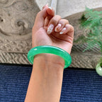 糯冰种满绿圆条手镯（54.6mm）（yc243443）