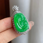 18k真金真钻镶糯冰满绿翡翠如意（yc244908）