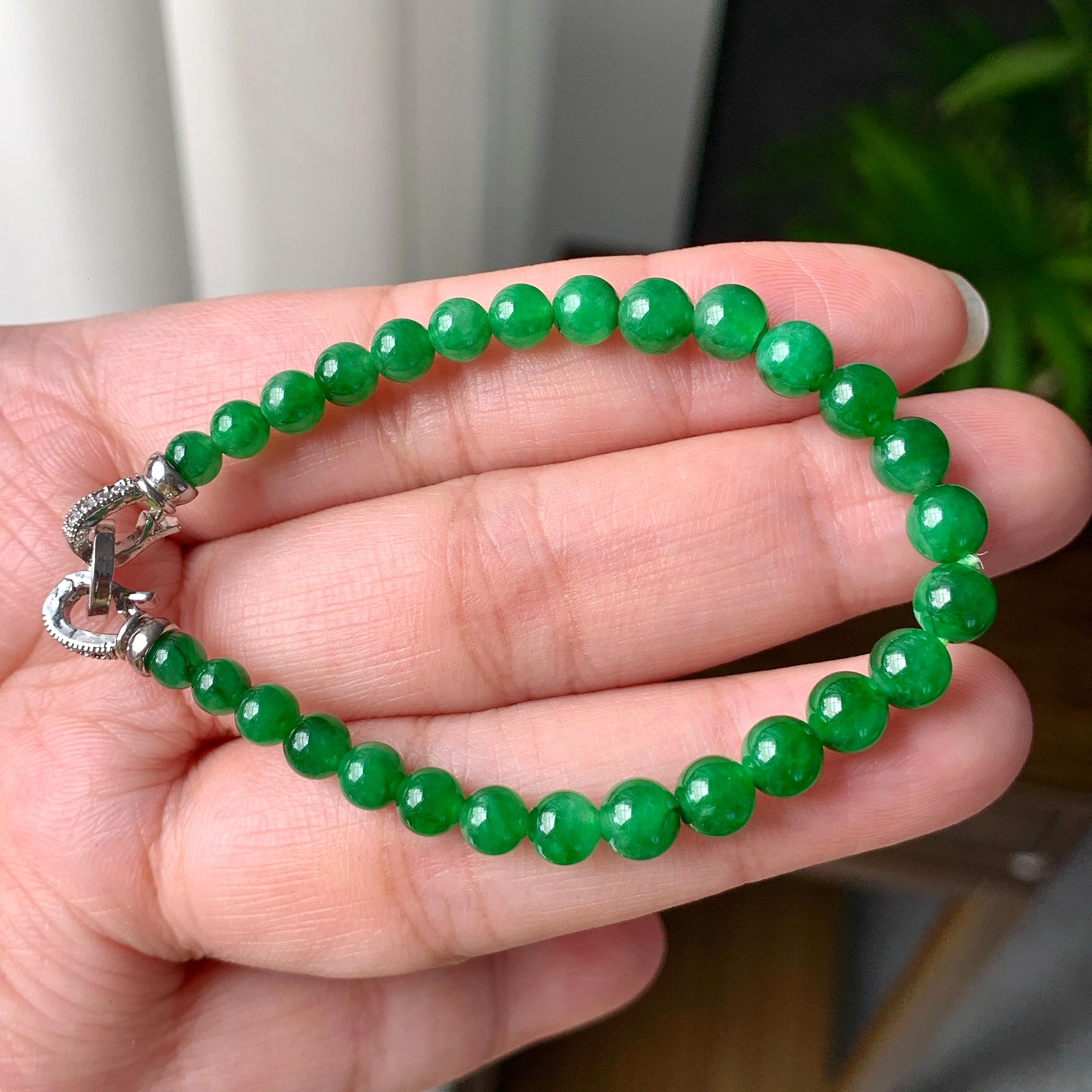 糯冰种满绿小米珠手链（yc221409）