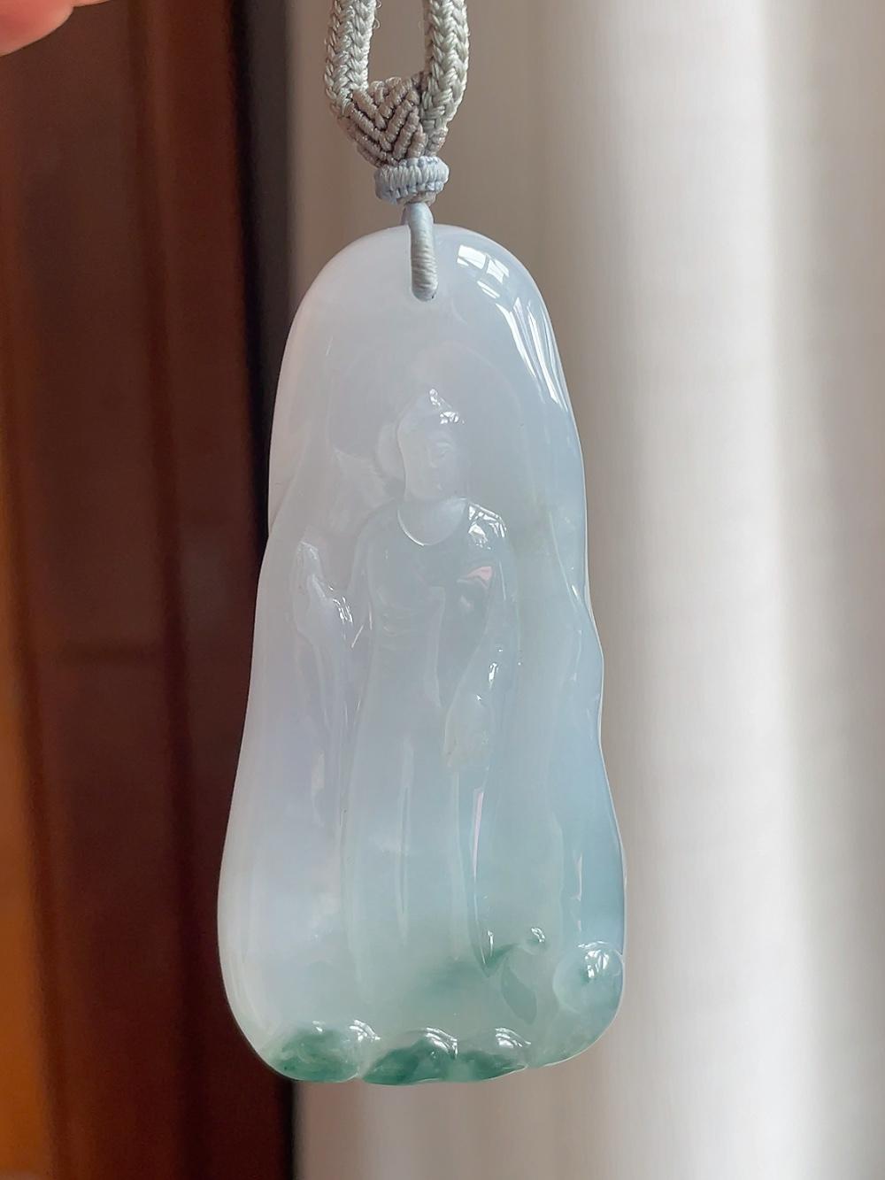 糯冰带飘花翡翠阿弥陀佛（yc200161）