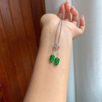 18k金镶糯冰满绿翡翠叶子（yc244916）