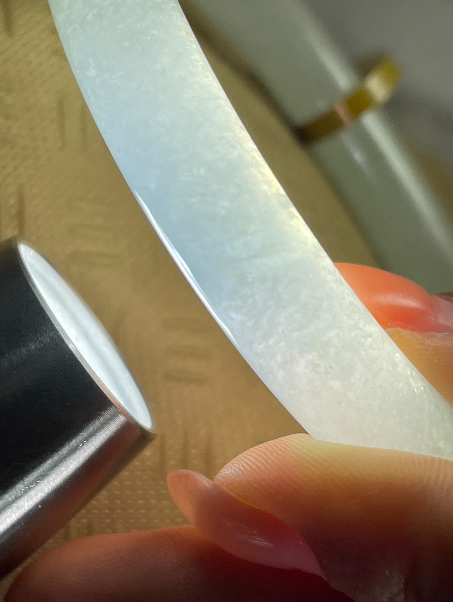 冰种淡底色圆条手镯 54圈 天然缅甸A货翡翠（yc693809）