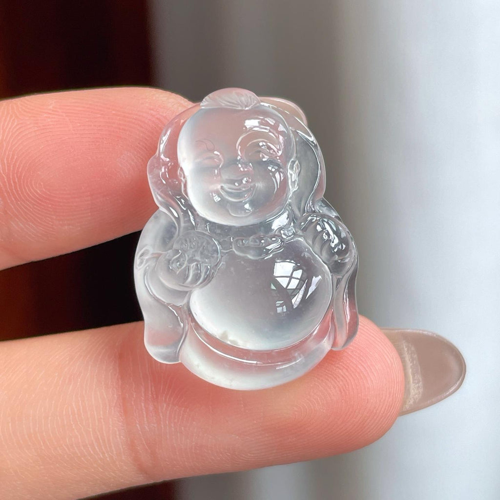 冰玻种无色翡翠宝宝佛（yc240368）