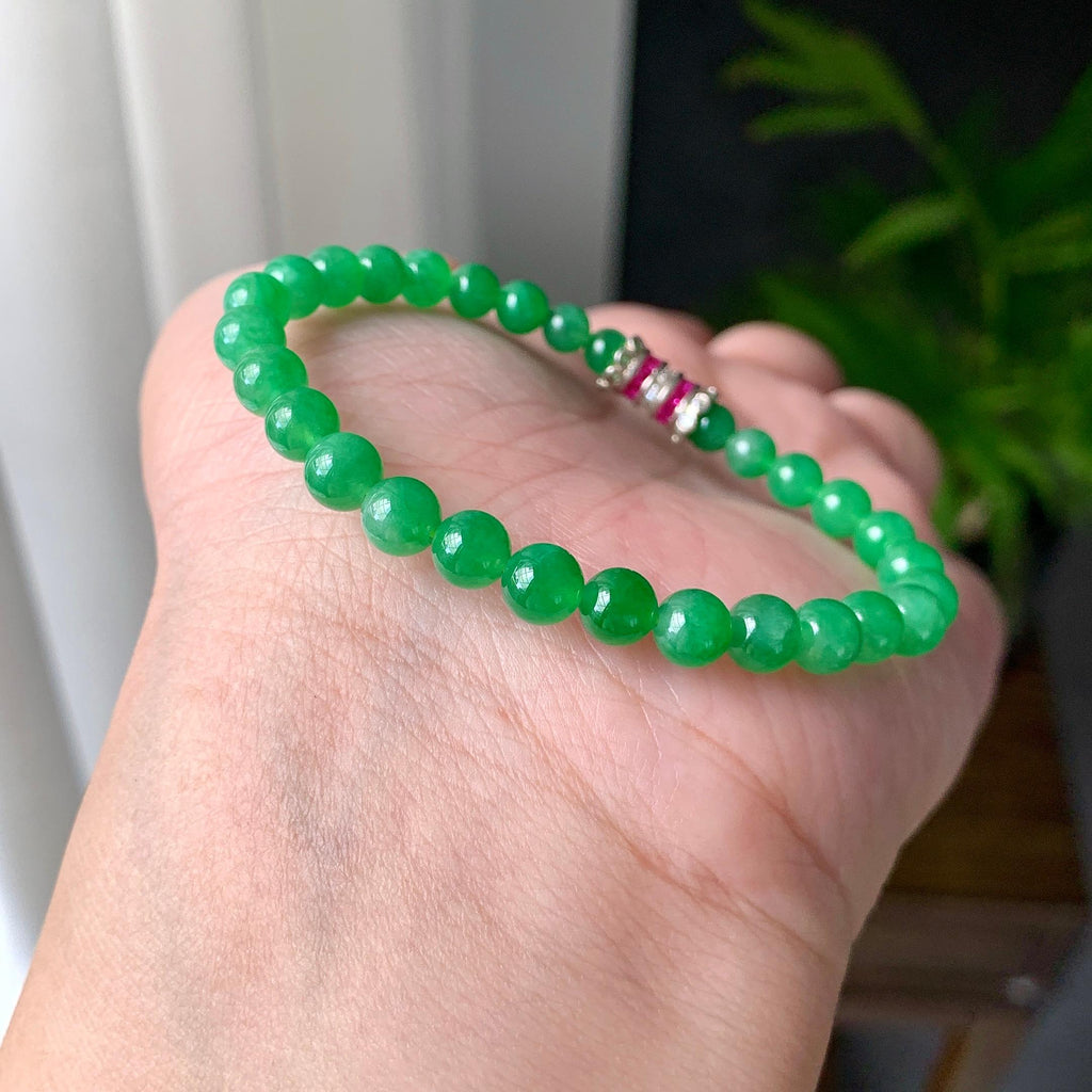 糯冰种满绿小米珠手链（yc221408）