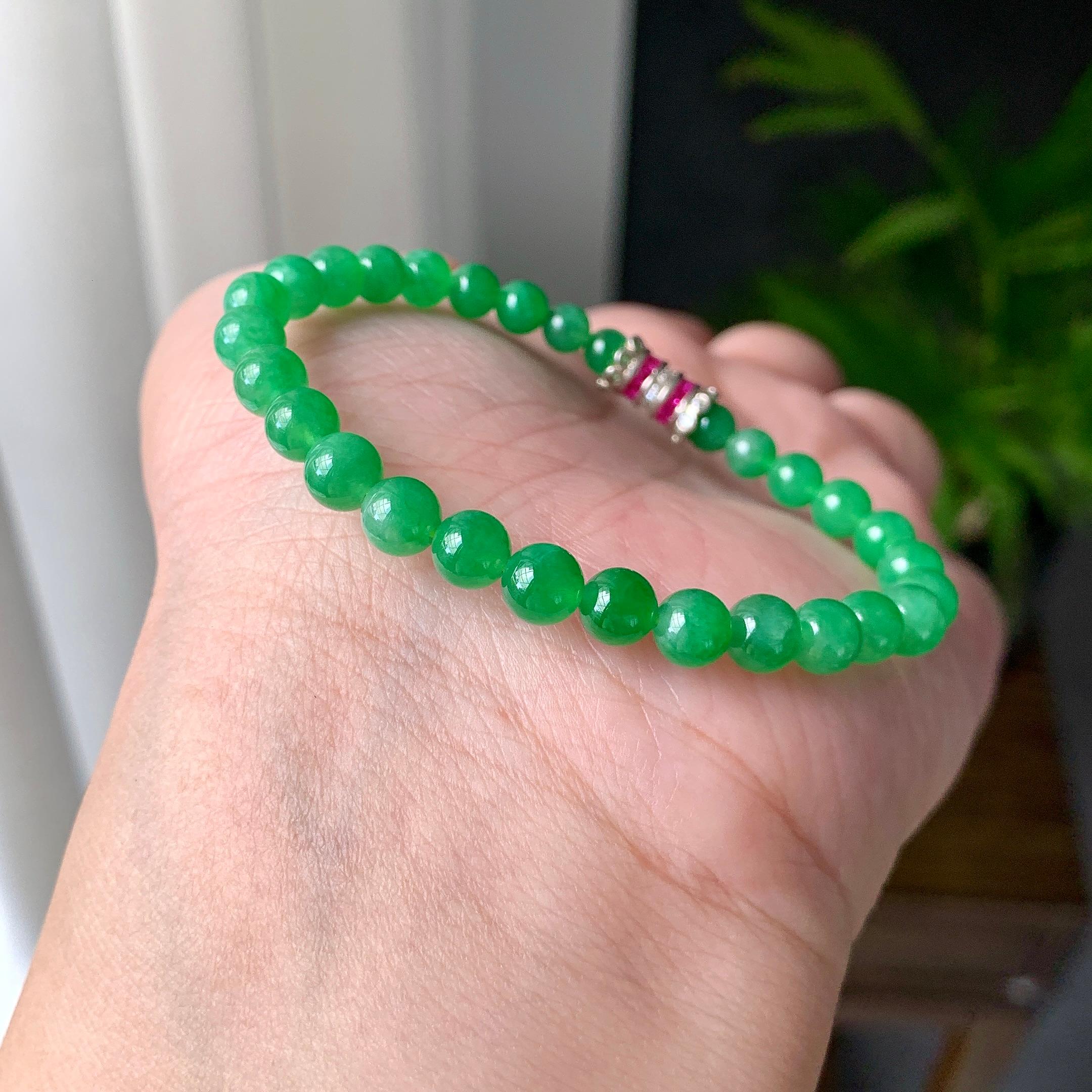 糯冰种满绿小米珠手链（yc221408）