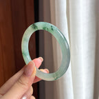 冰种飘花翡翠圆条手镯 53圈（yc430570）