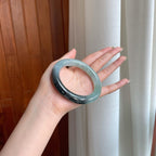 糯冰带色乌鸡翡翠圆条手镯（57mm)（yc373892）