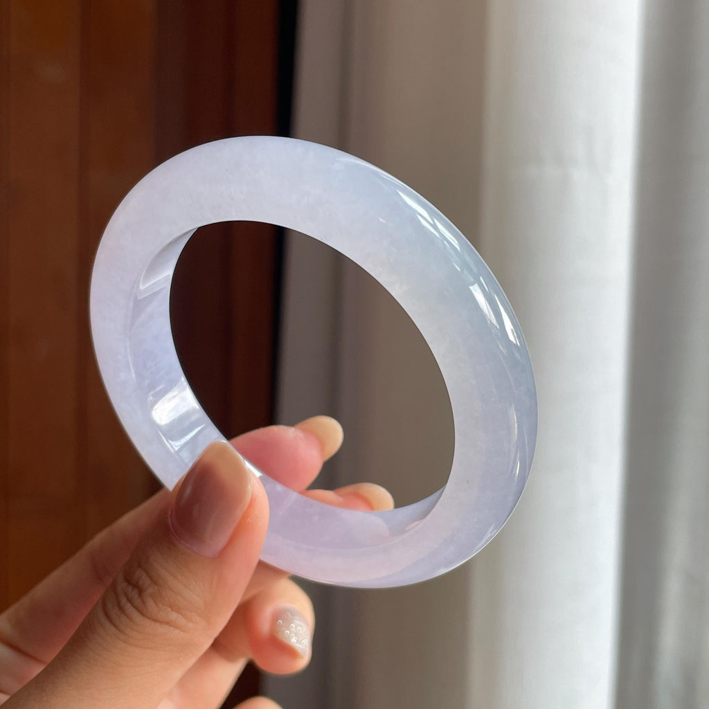 冰种淡紫罗兰翡翠平安镯(55.7mm)（yc422943）