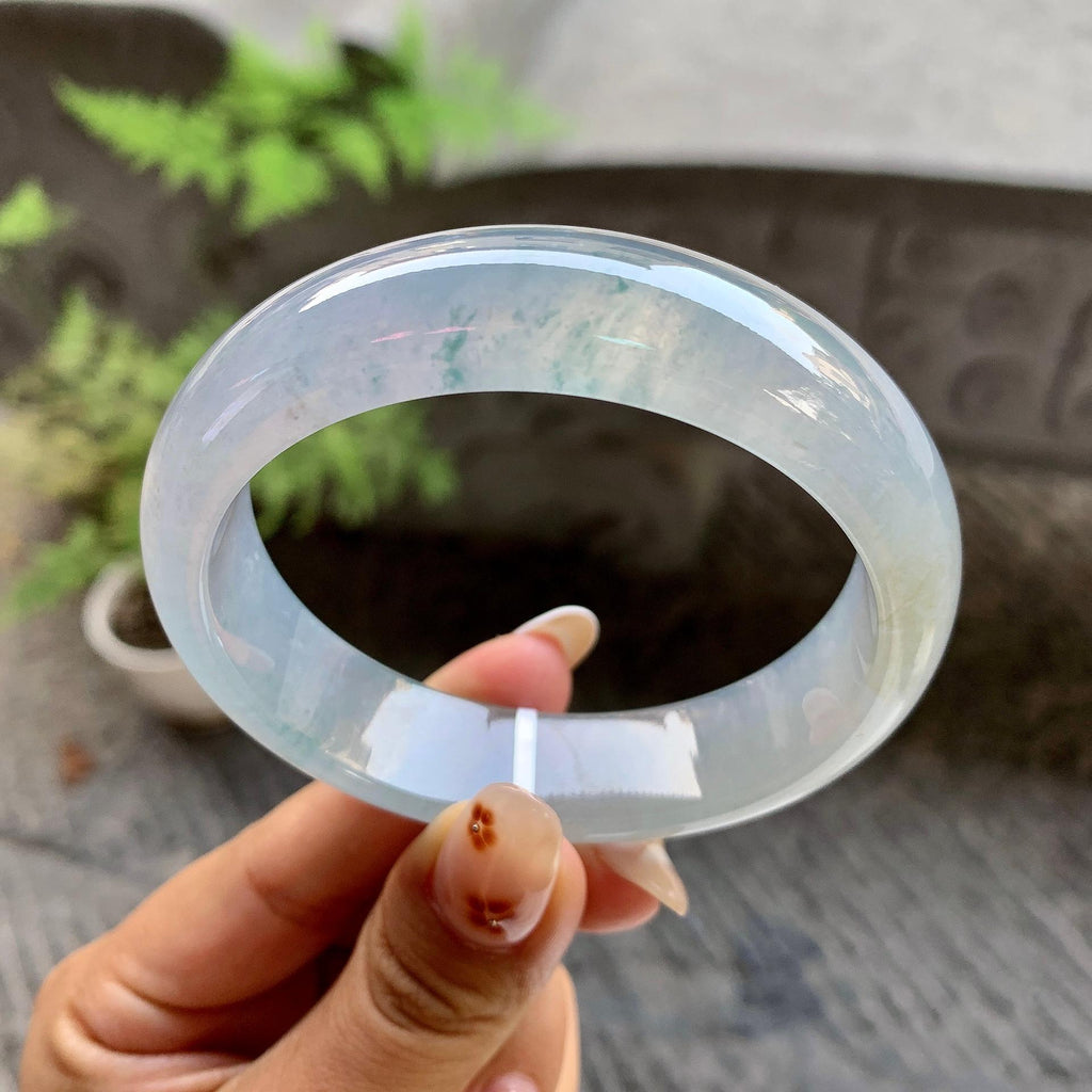 糯冰种飘花宽版轮胎手镯（57.2mm）（yc246619）