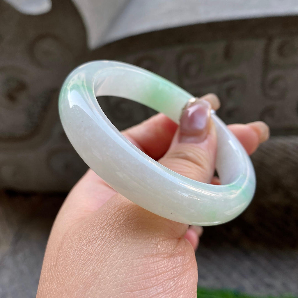 细糯种白底青平安镯（55.6mm）（yc299528）