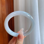 细糯冰淡底色翡翠平安镯（58mm）（yc274434）