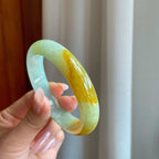 糯冰带黄翡翡翠平安镯（57.2mm）（yc272889）