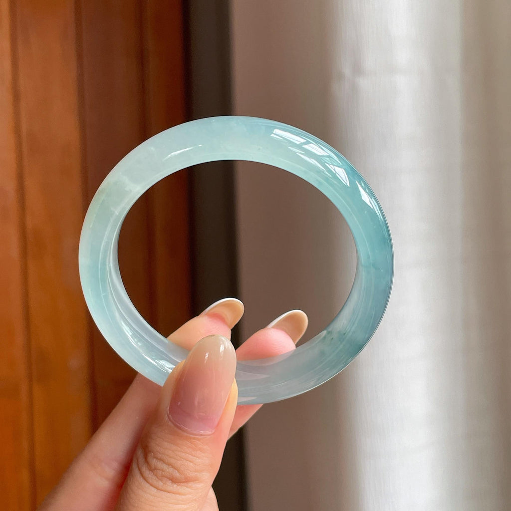 冰种飘花翡翠平安镯（51.3mm)（yc406285）