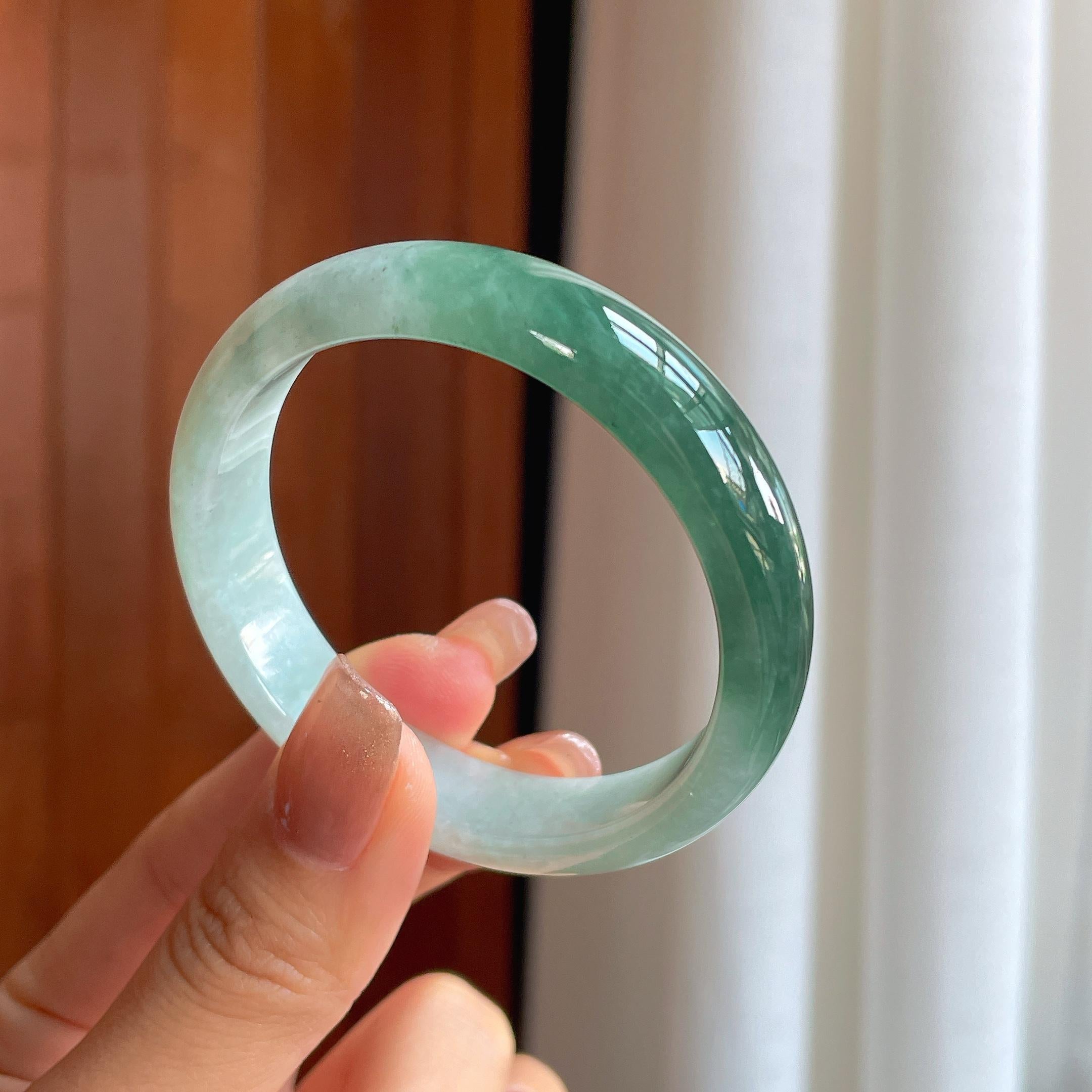 糯冰半山半水翡翠平安镯（51mm）（yc366990）