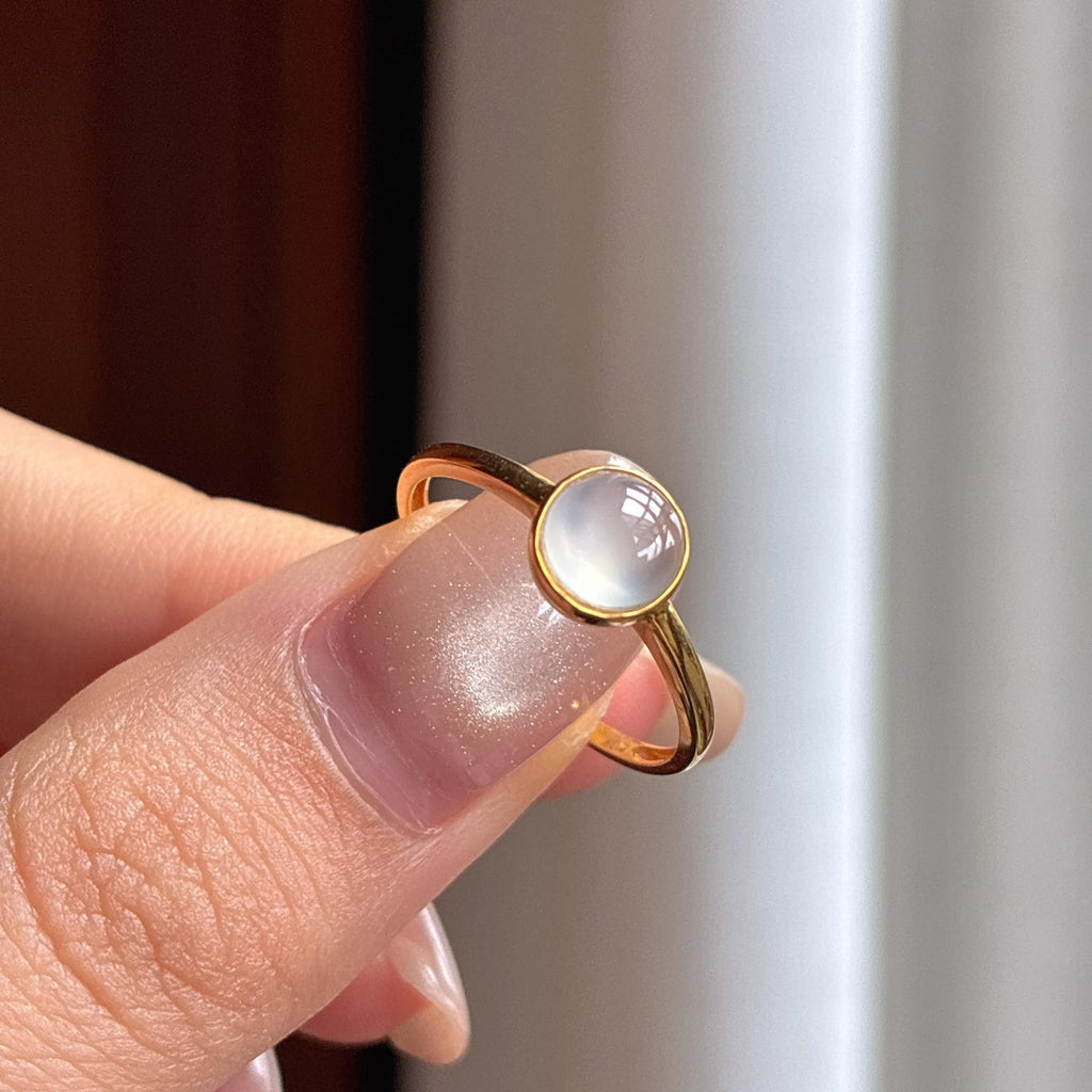 Nhẫn Ngọc Phỉ Thúy Myanmar A Tự Nhiên Đính Vàng 18k Băng Chủng Không Màu (yc450192)