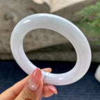 细糯种带底色圆条手镯54.4圈        天然缅甸A货翡翠（yc433533）