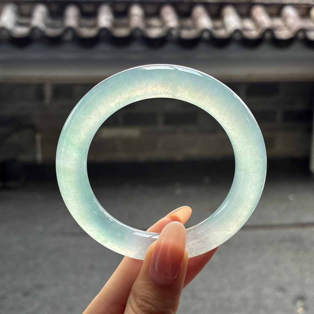小圈口 冰种晴底圆条手镯 53圈（yc759441）
